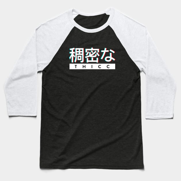 Aesthetic Japanese "THICC" Logo Baseball T-Shirt by TheDoggoShop